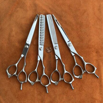 Dog Grooming Scissor Set – 4-Piece Kit (Straight, Curved, Thinning & Chunker)